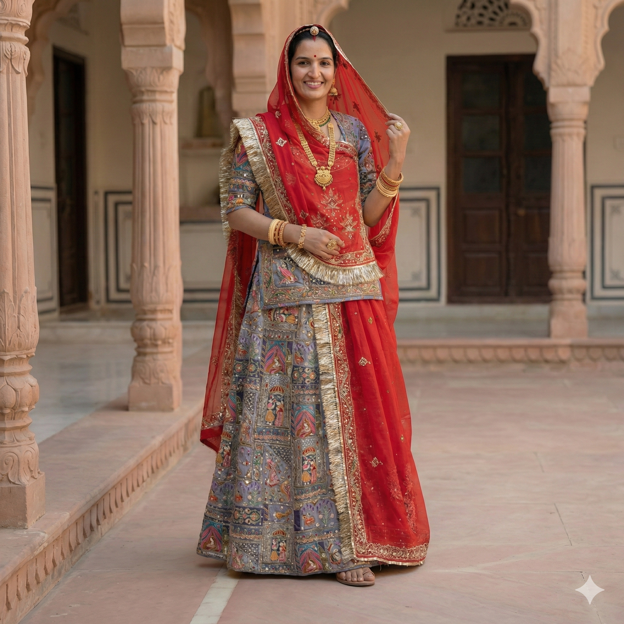 rajasthani dress for women Buy KATARIYA & SONS Rajputi Poshak Lehenga Choli Heavy Embroidery Work Semi Stitched Georgette Fabric Traditional Rajasthani Dress-7-DOT (GREEN) at Royal Multicolour Pure Georgette Rajputi