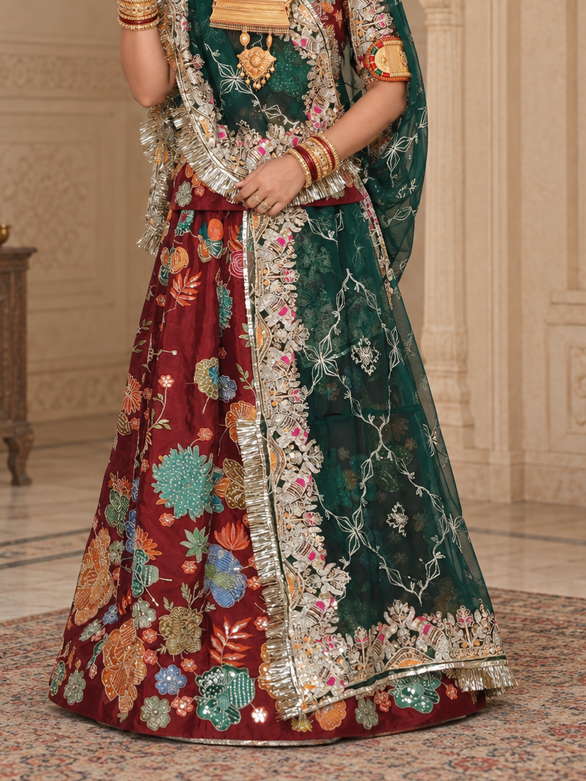Rajputi Poshak - Organza Pure Fabric With Zari And Sequin Work - Brown
