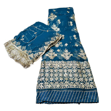 Rajputi Poshak – Kundan Zari Humrahi – Deep Turquoise with Matching Odhni – Ganga Rajputi Poshak, Bikaner