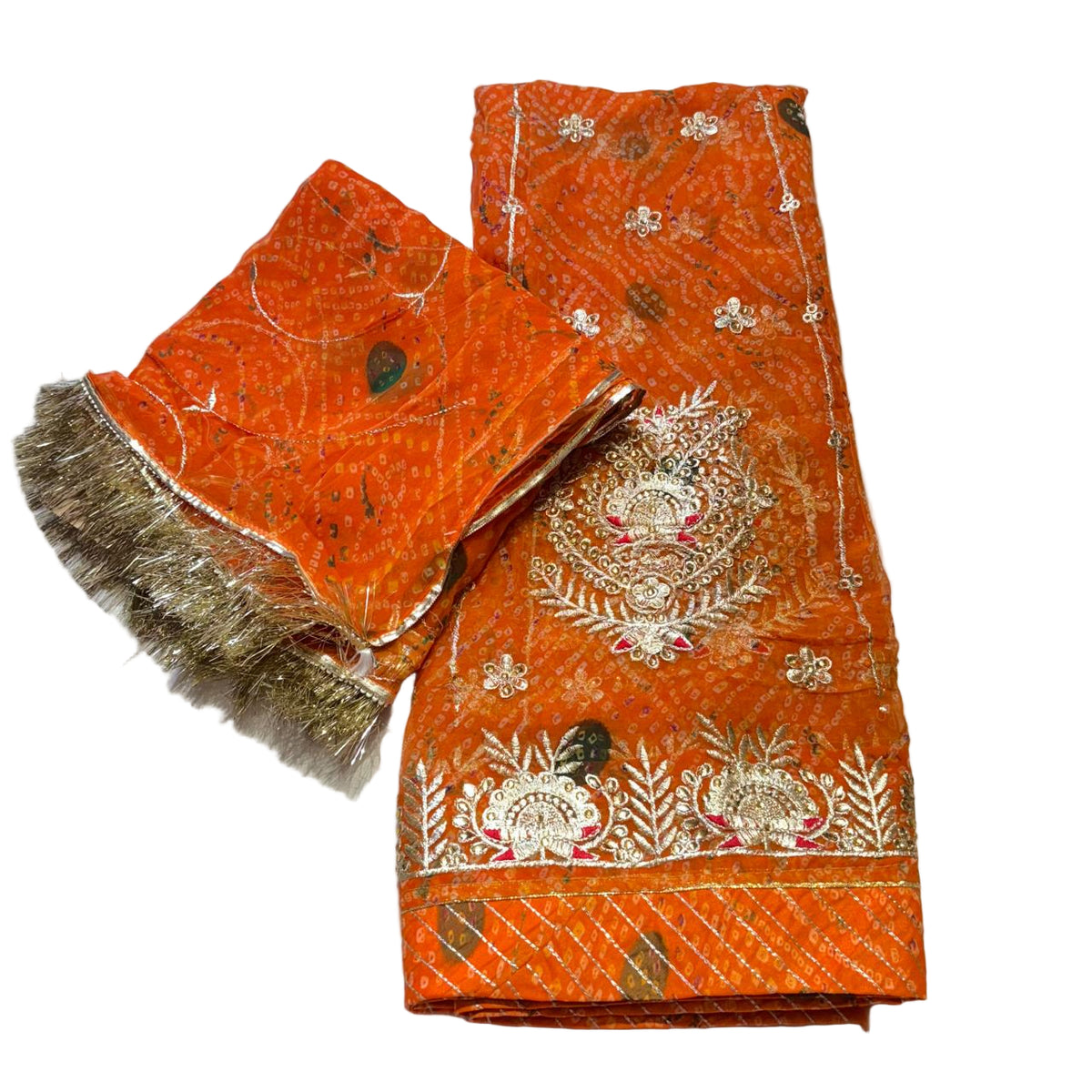 Humrahi Fabric Zari & Kundan Work Poshak with Humrahi Odhani – Traditional Outfit