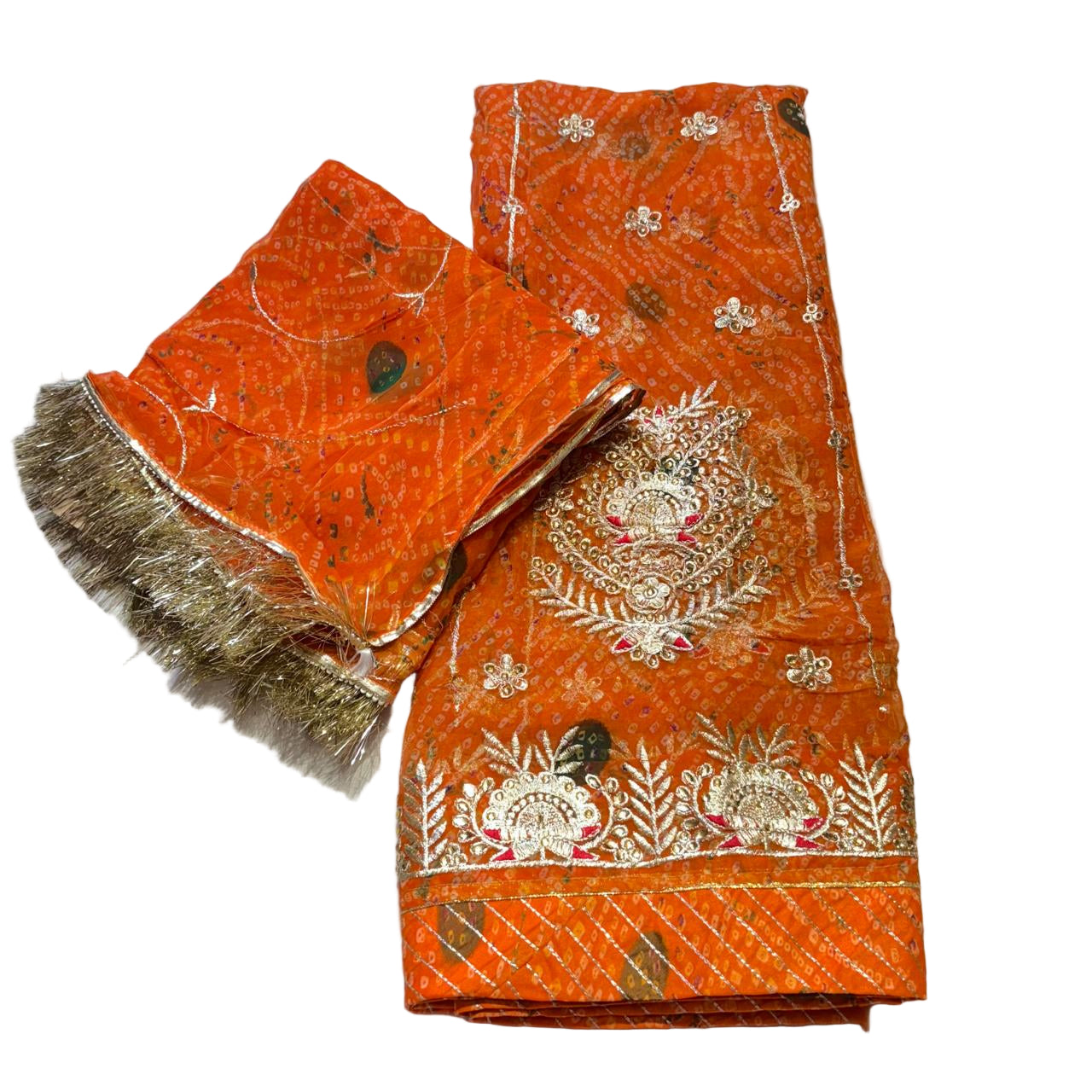 Humrahi Fabric Zari & Kundan Work Poshak with Humrahi Odhani – Traditional Outfit