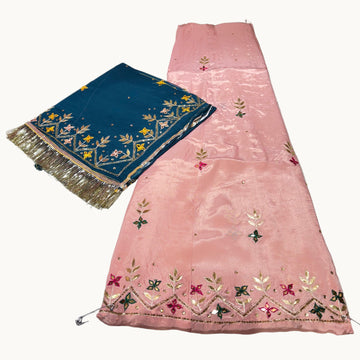 Rajputi Poshak – Gota Patti Kundan Work Natural Crepe with Humrahi Odhni – Ganga Rajputi Poshak, Bikaner