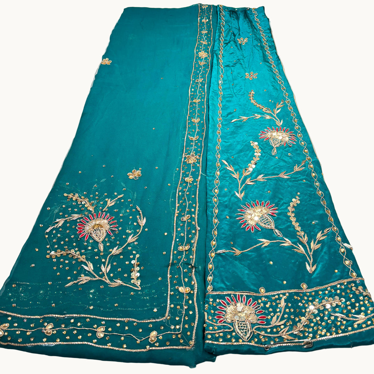 Premium Rajputi Poshak | Natural Crape Fabric | Zardozi & Kundan Work