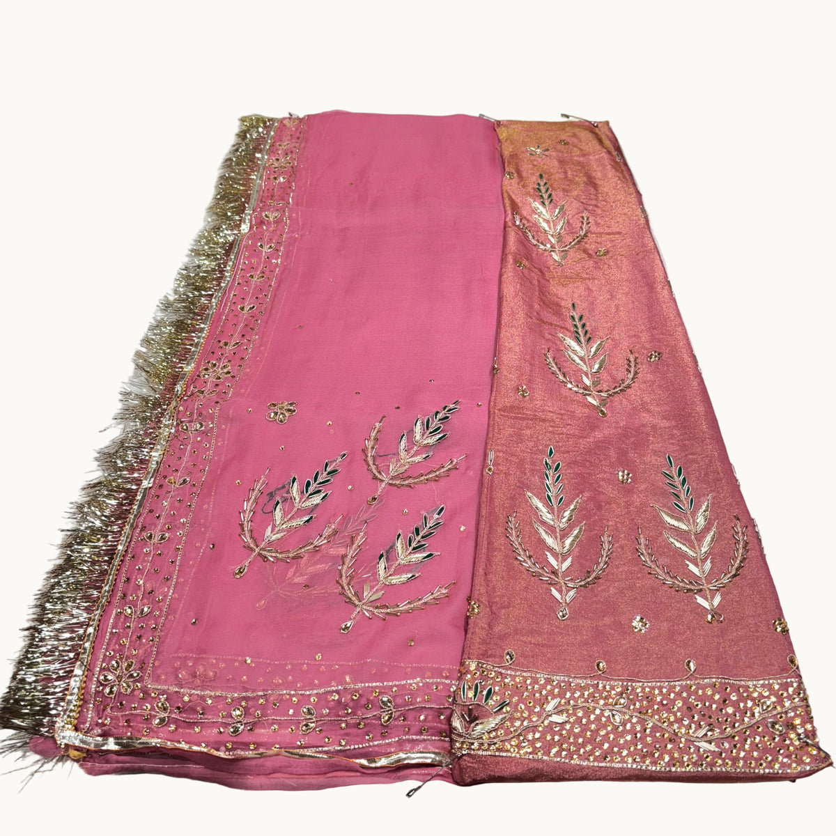 Rajputi Poshak – Natural Crup Fabric | Humrahi Pure Odni with Zardozi, Dabka, Sequence & Kundan Work