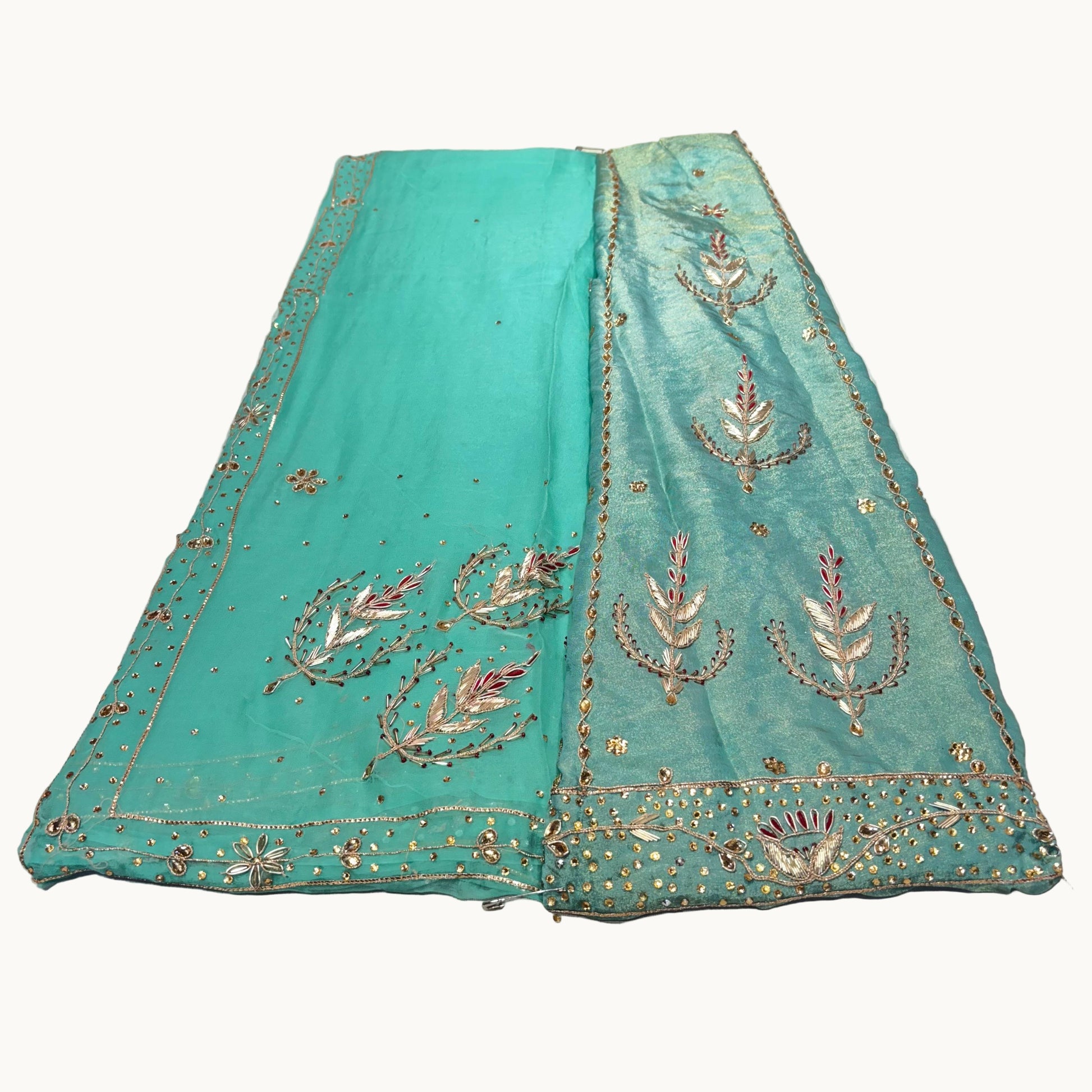 Rajputi Poshak – Natural Crup Fabric | Humrahi Pure Odni with Zardozi, Dabka, Sequence & Kundan Work