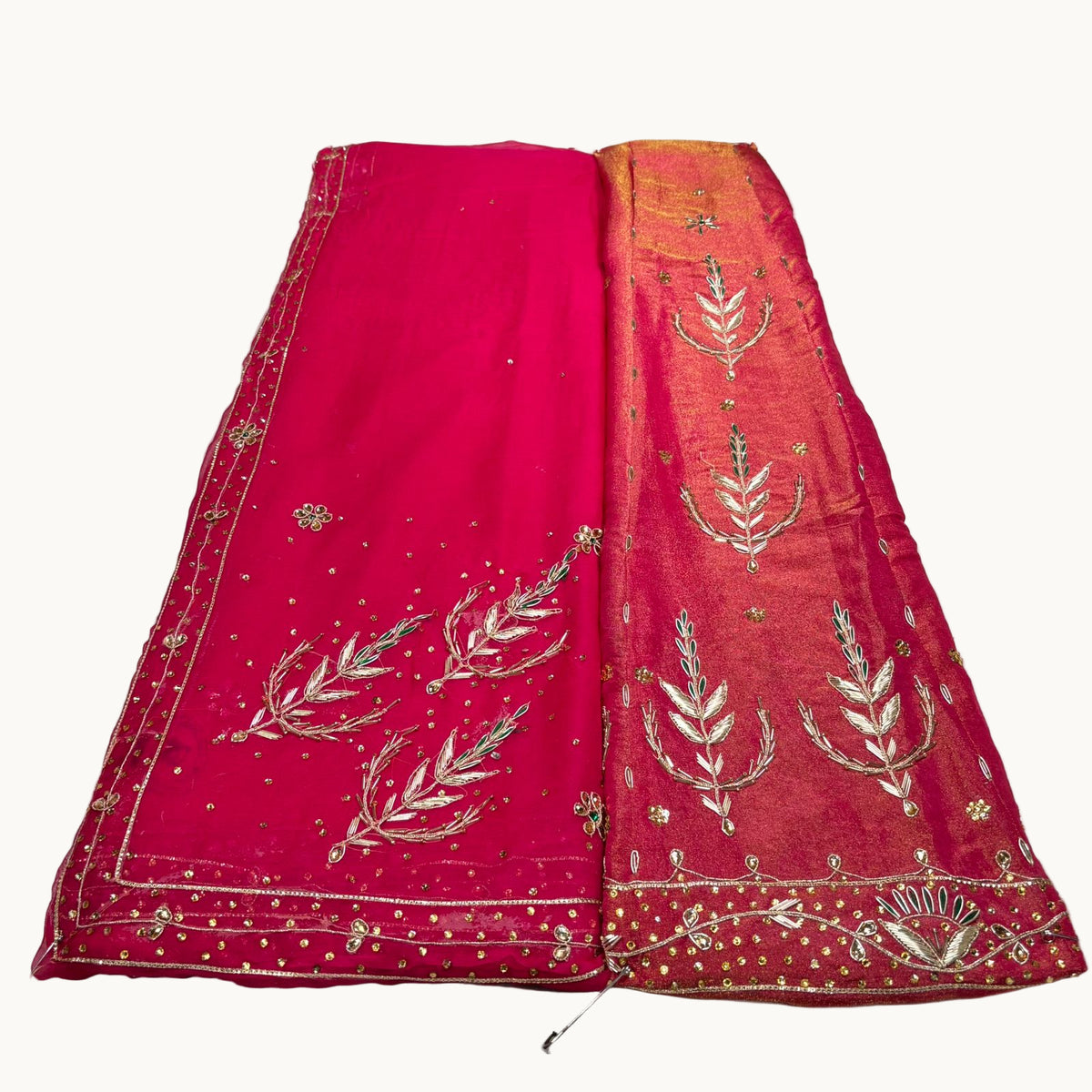 Rajputi Poshak – Natural Crup Fabric | Humrahi Pure Odni with Zardozi, Dabka, Sequence & Kundan Work