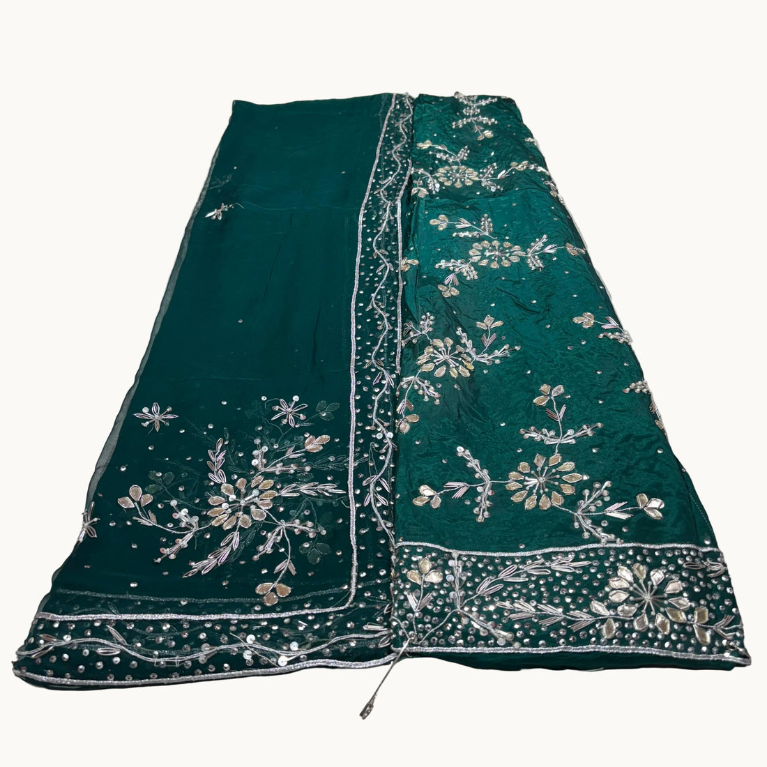 Rajputi Poshak – Gota Patti Zardozi Work Natural Crepe with Thakurji Odhni – Ganga Rajputi Poshak, Bikaner