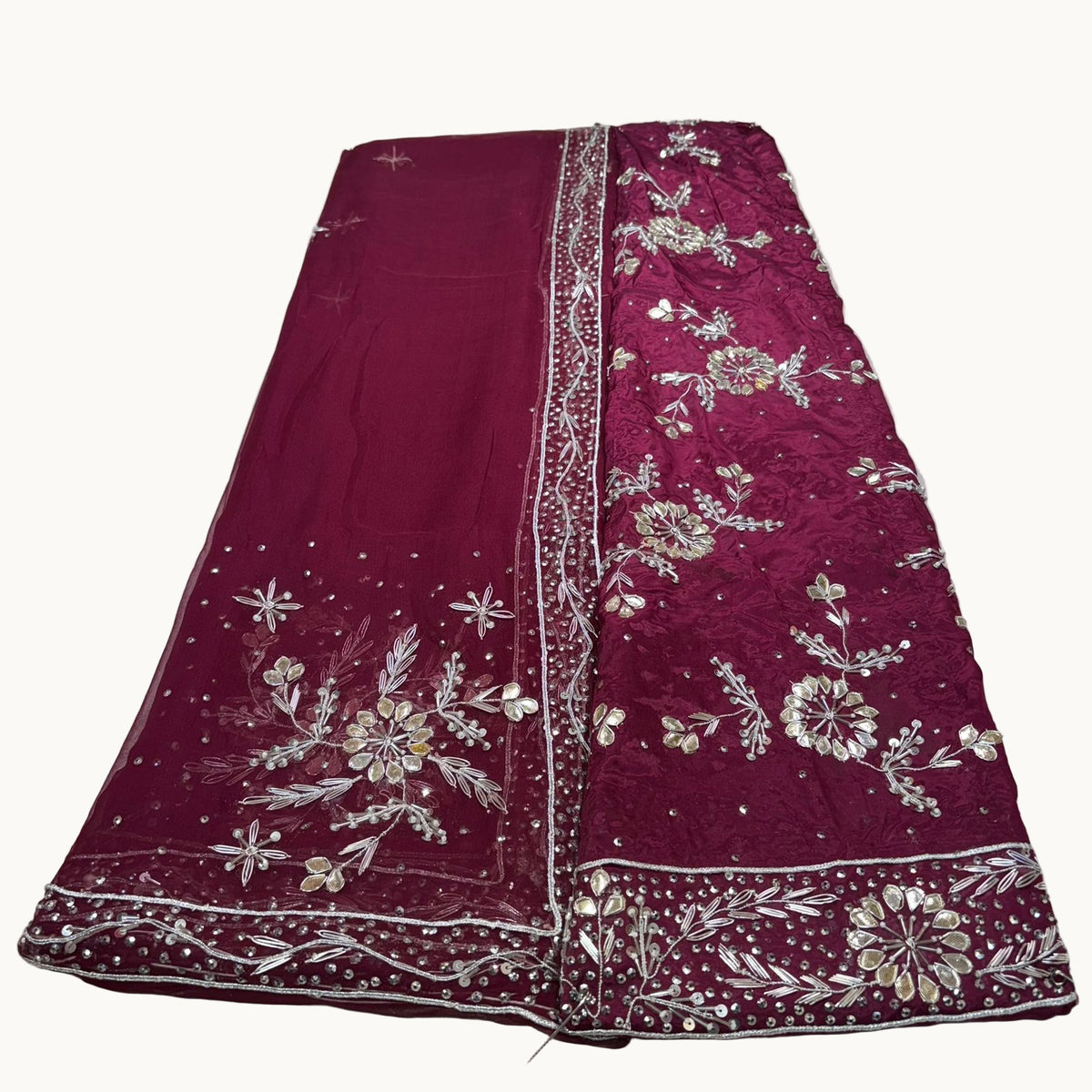 Rajputi Poshak – Gota Patti Zardozi Work Natural Crepe with Thakurji Odhni – Ganga Rajputi Poshak, Bikaner