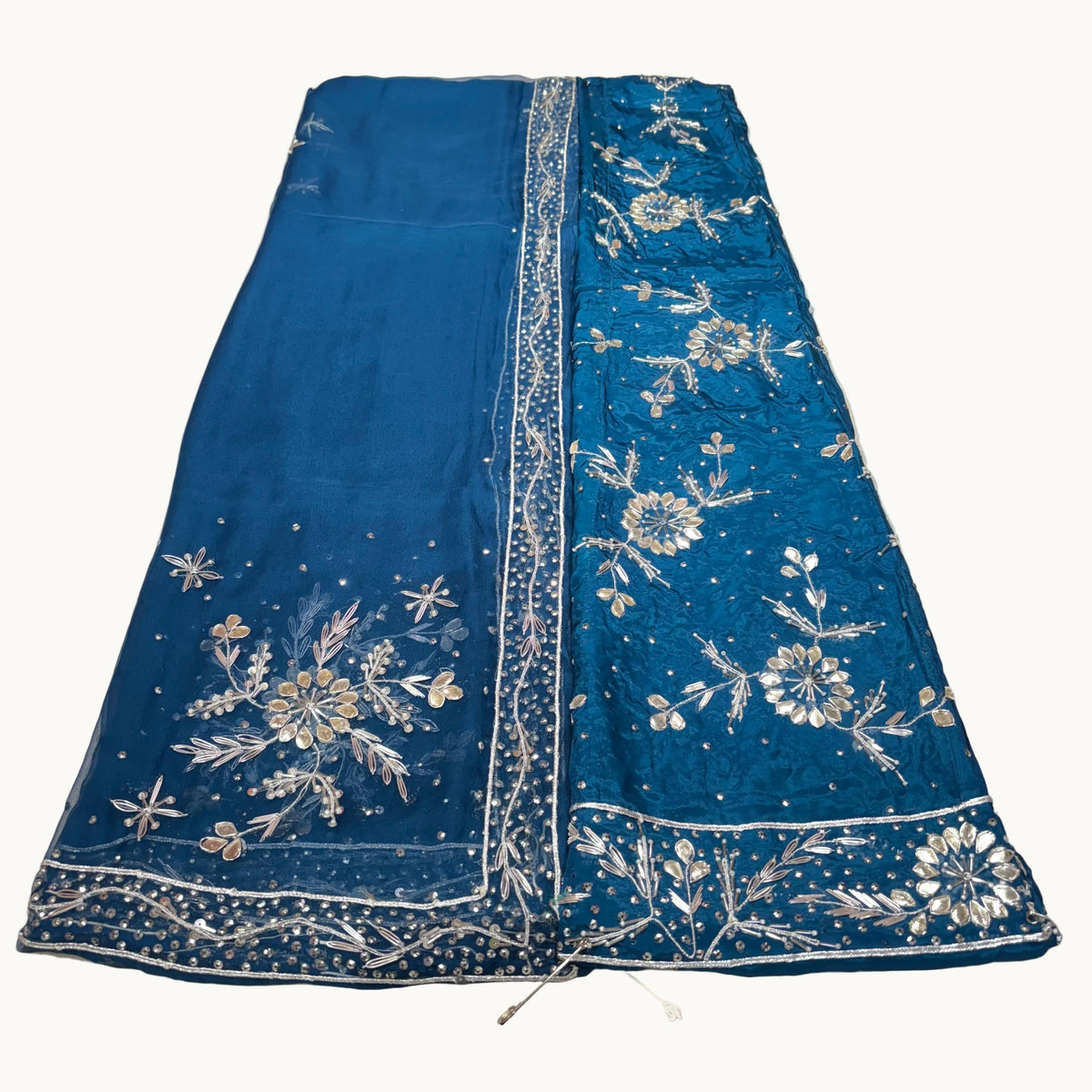 Rajputi Poshak – Gota Patti Zardozi Work Natural Crepe with Thakurji Odhni – Ganga Rajputi Poshak, Bikaner