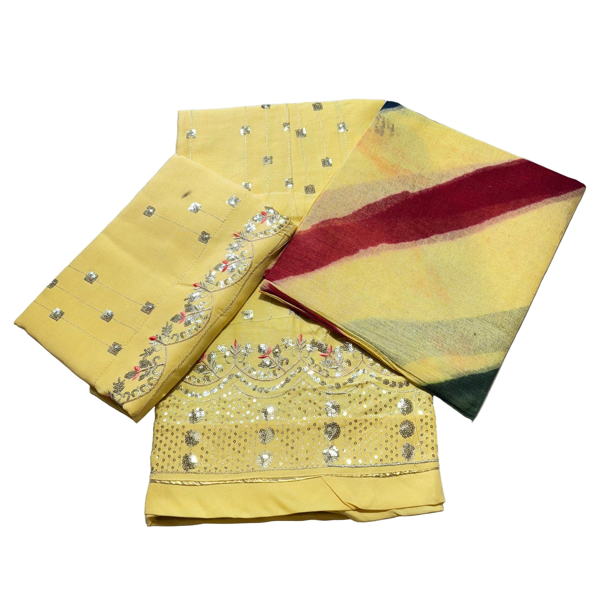 Rajputi Poshak – Tari & Thread Work Cotton – Multicolor with Sarbati Poth Odhni – Ganga Rajputi Poshak, Bikaner