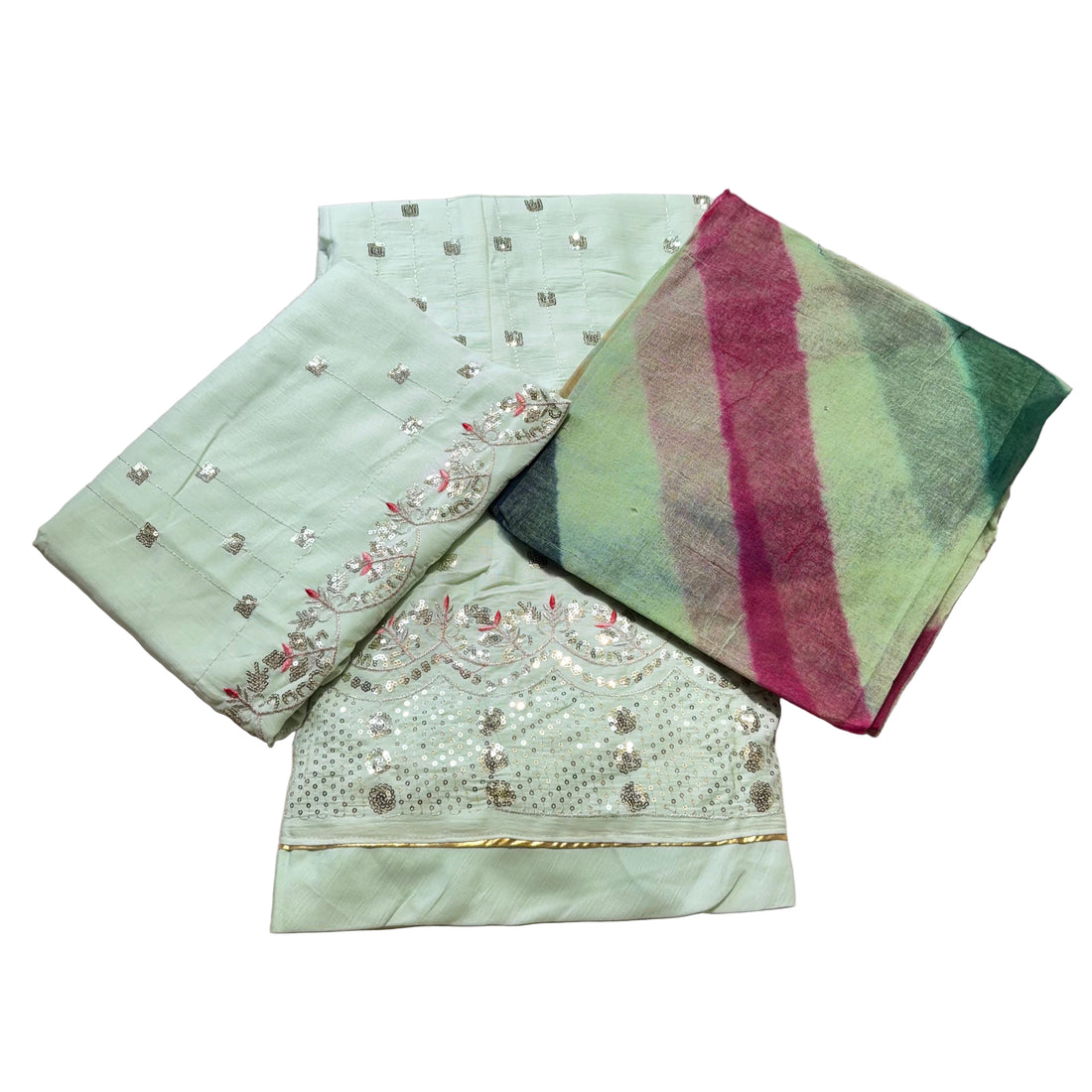 Rajputi Poshak – Tari & Thread Work Cotton – Multicolor with Sarbati Poth Odhni – Ganga Rajputi Poshak, Bikaner