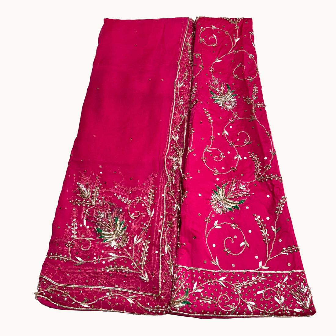 Rajputi Poshak – Zardozi Kundan Work Natural Crepe with Thakurji Odhni – Ganga Rajputi Poshak, Bikaner