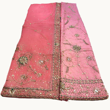 Rajputi Poshak – Zardozi Kundan Work Natural Crepe with Thakurji Odhni – Ganga Rajputi Poshak, Bikaner