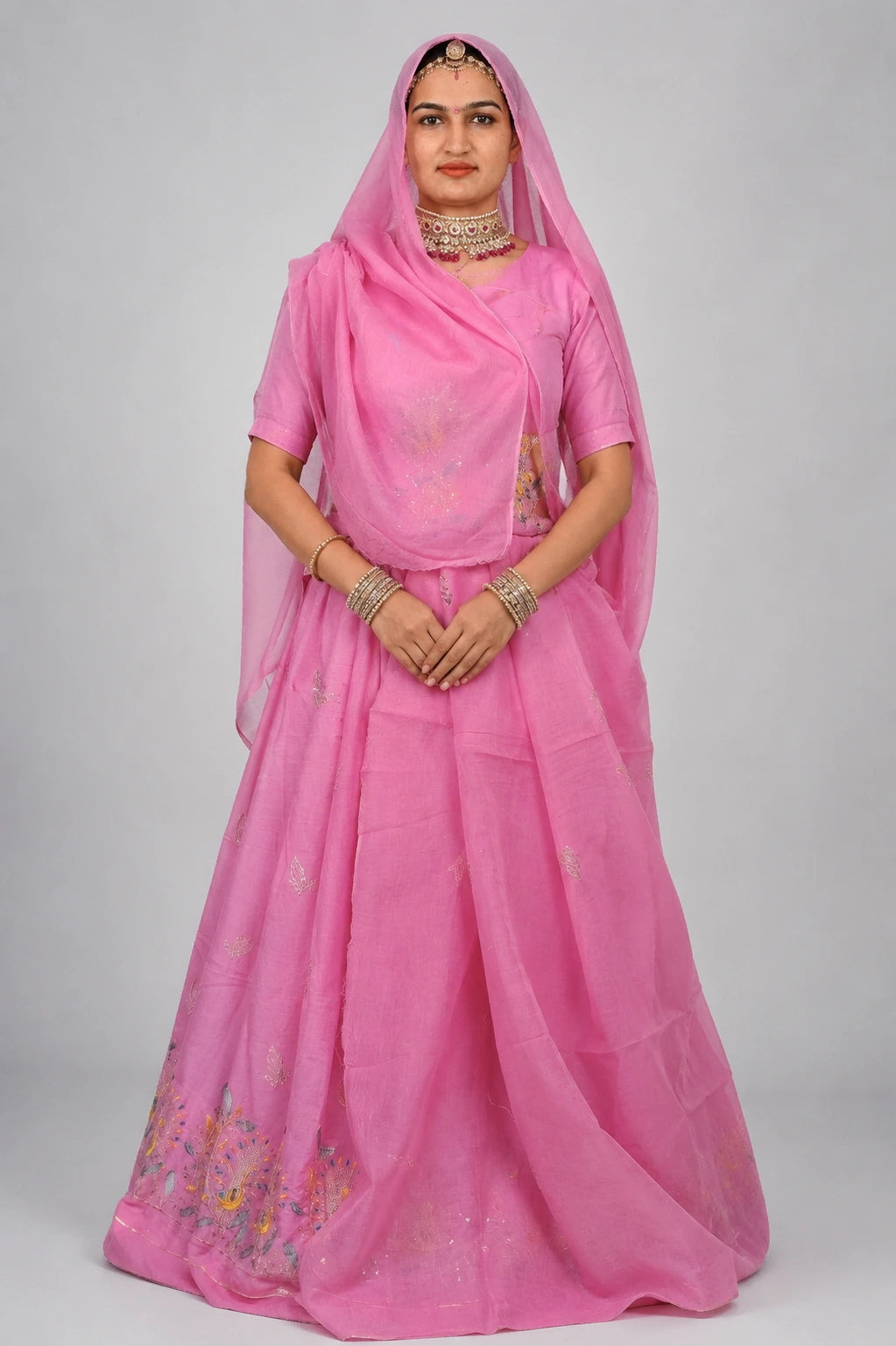 Mor Border Cotton Suit Set for Women – Embroidered Peacock Border Suti Suit Dress Material