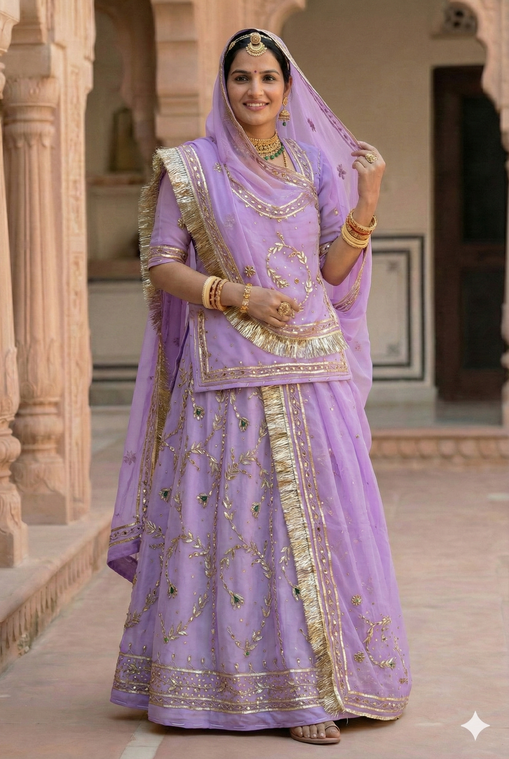 Rajputi Poshak – Lavender with Humrahi Odhni – Ganga Rajputi Poshak, Bikaner