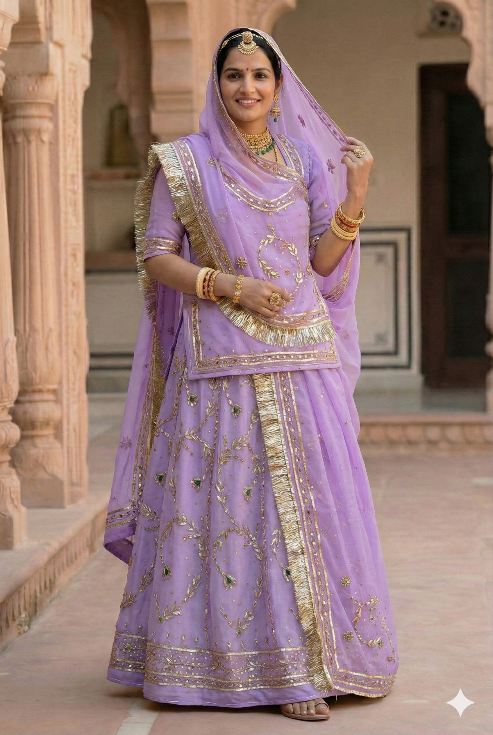 Lavender Rajputi Poshak with Humrahi Pure Odhni | Traditional Rajasthani Poshak for Women