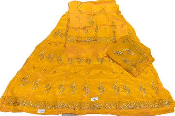 Royal Yellow Rajputi Poshak in Natural Crepe Fabric | Traditional Rajasthani Dress for Women