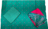 Rajputi Poshak – Mukesh Tari Tissue Pure – Peacock Teal Green & Rani Pink with Pink Leheriya Odhni – Ganga Rajputi Poshak, Bikaner