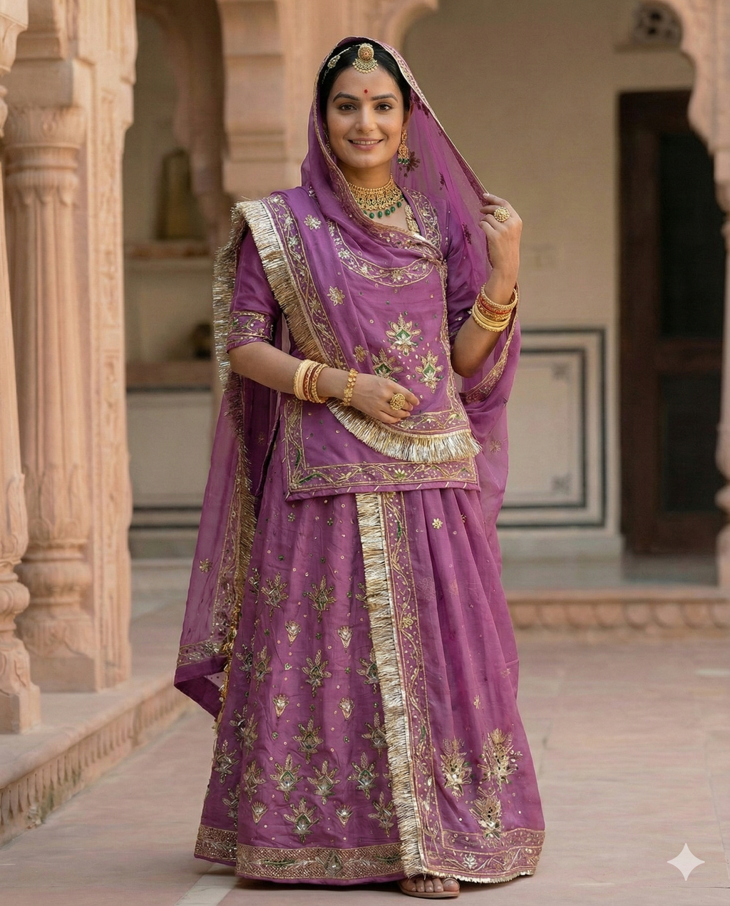 Thakurji Rajputi Poshak in Royal Purple Bember Satin | Handwork Traditional Rajputana Outfit