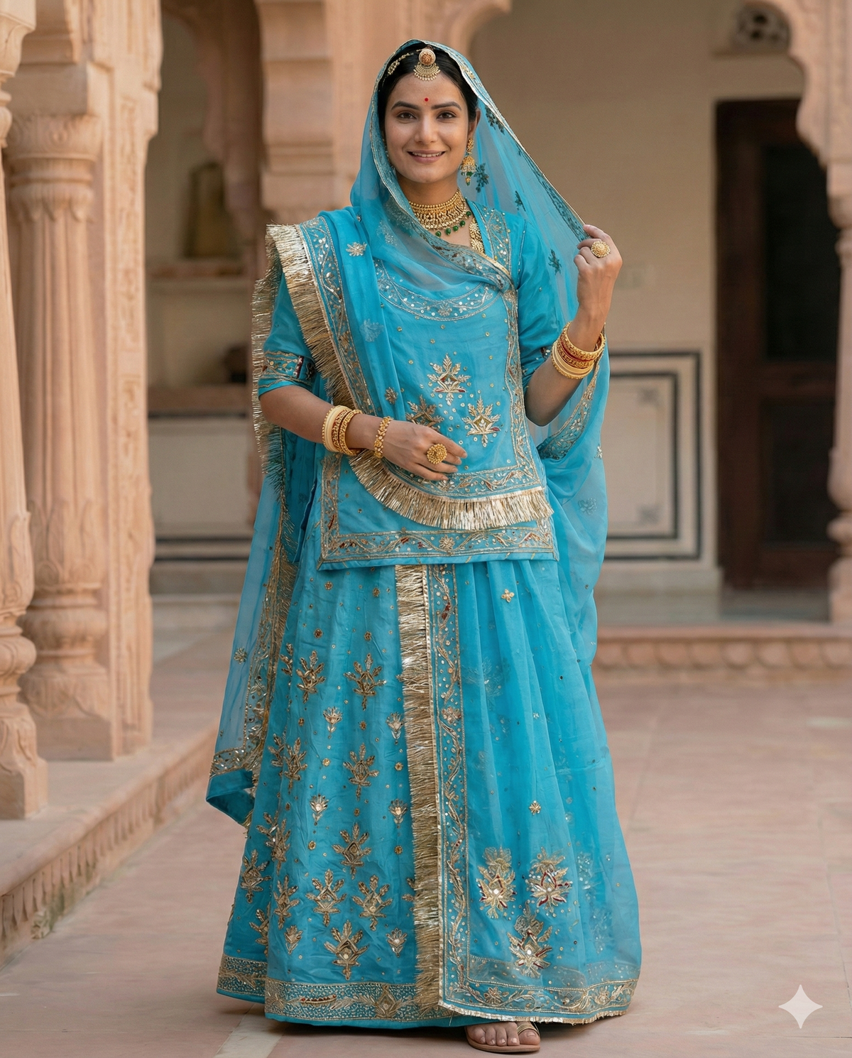 Takhurji pure Royal Rajputi Poshak in Bember Satin with Zardozi, Dabka & Cutdaana Handwork