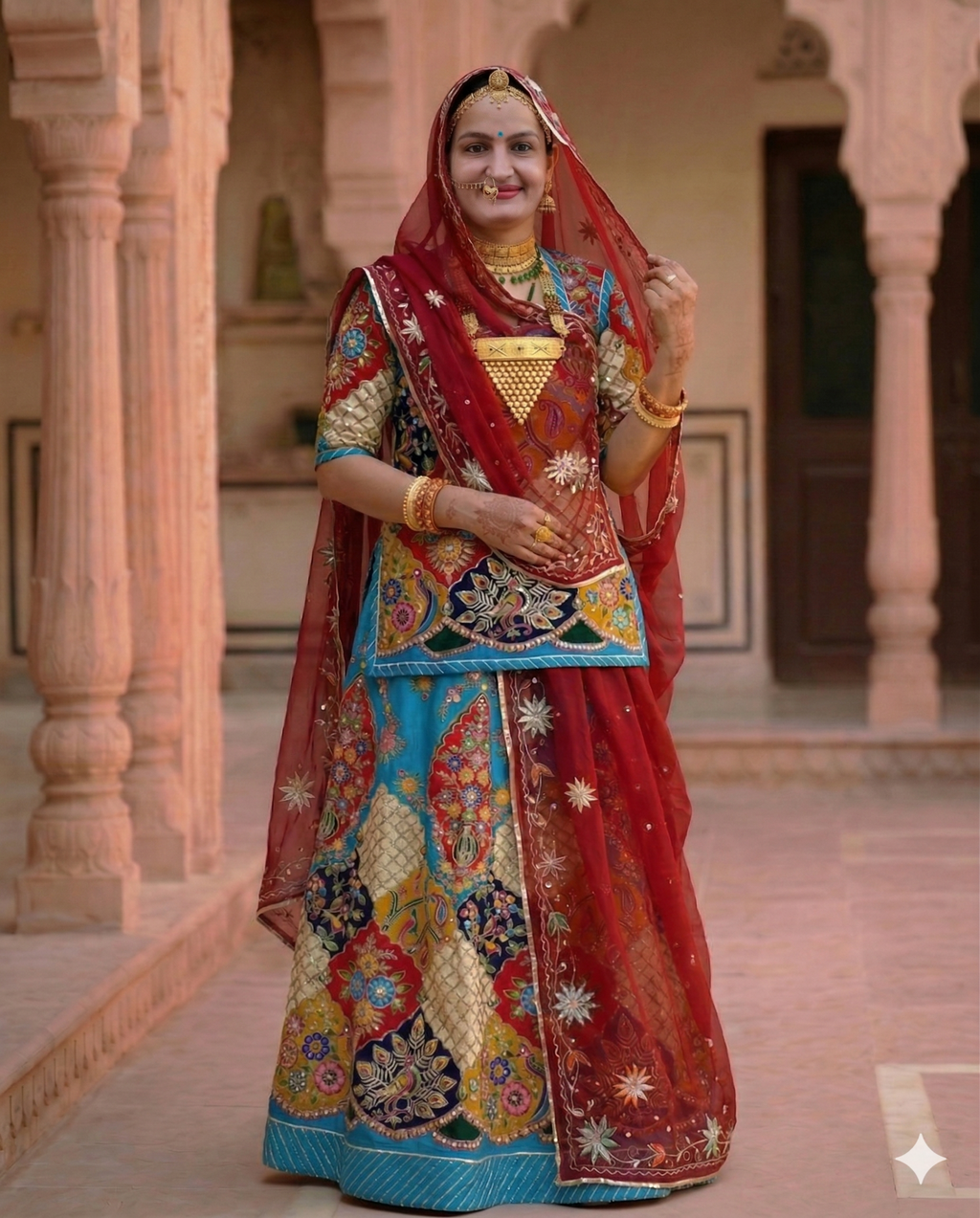 Pure Heavy Border Rajputi Fabric Set – Premium Multicolor Designer Traditional Wear Fabric