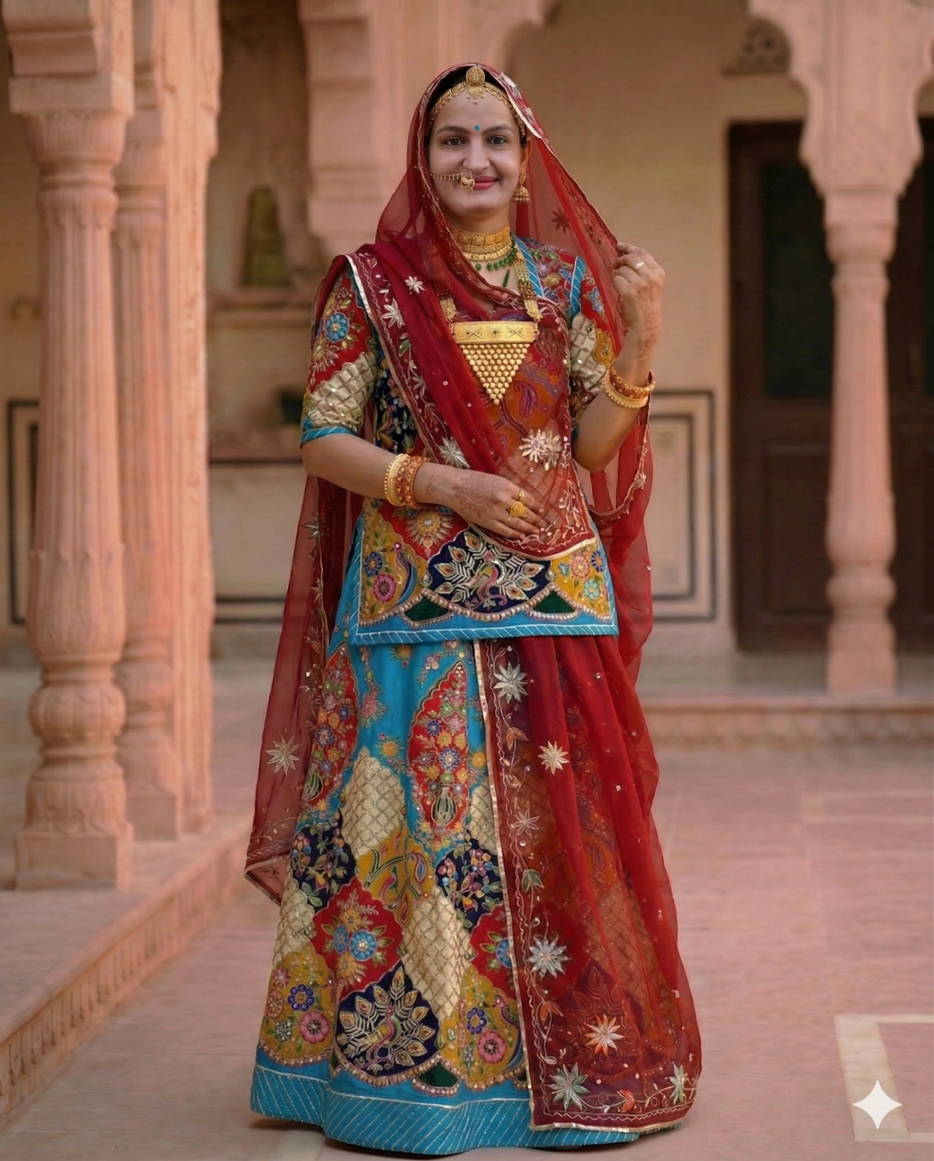 Pure Heavy Border Rajputi Fabric Set – Premium Multicolor Designer Traditional Wear Fabric