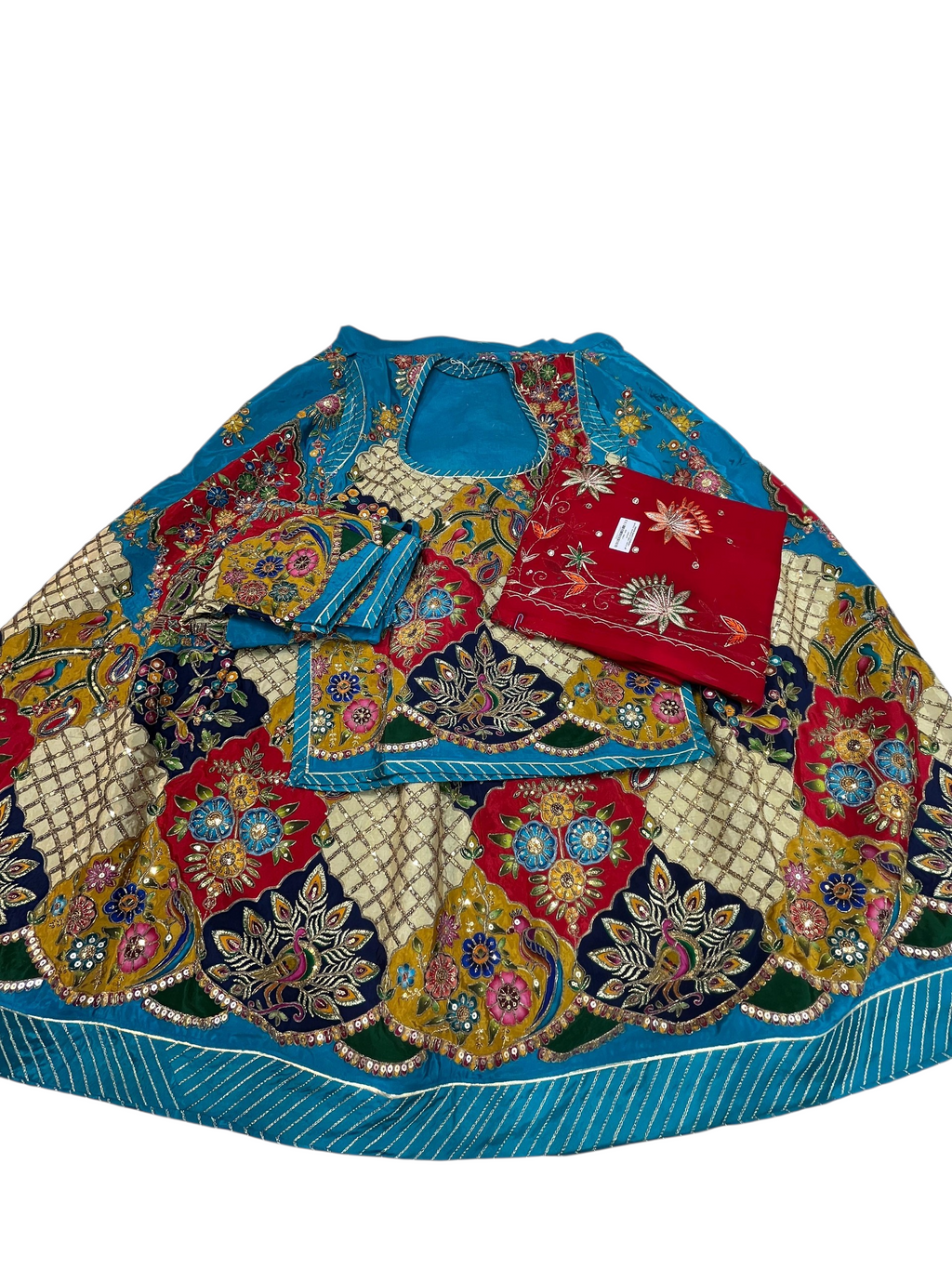 Pure Heavy Border Rajputi Fabric Set – Premium Multicolor Designer Traditional Wear Fabric