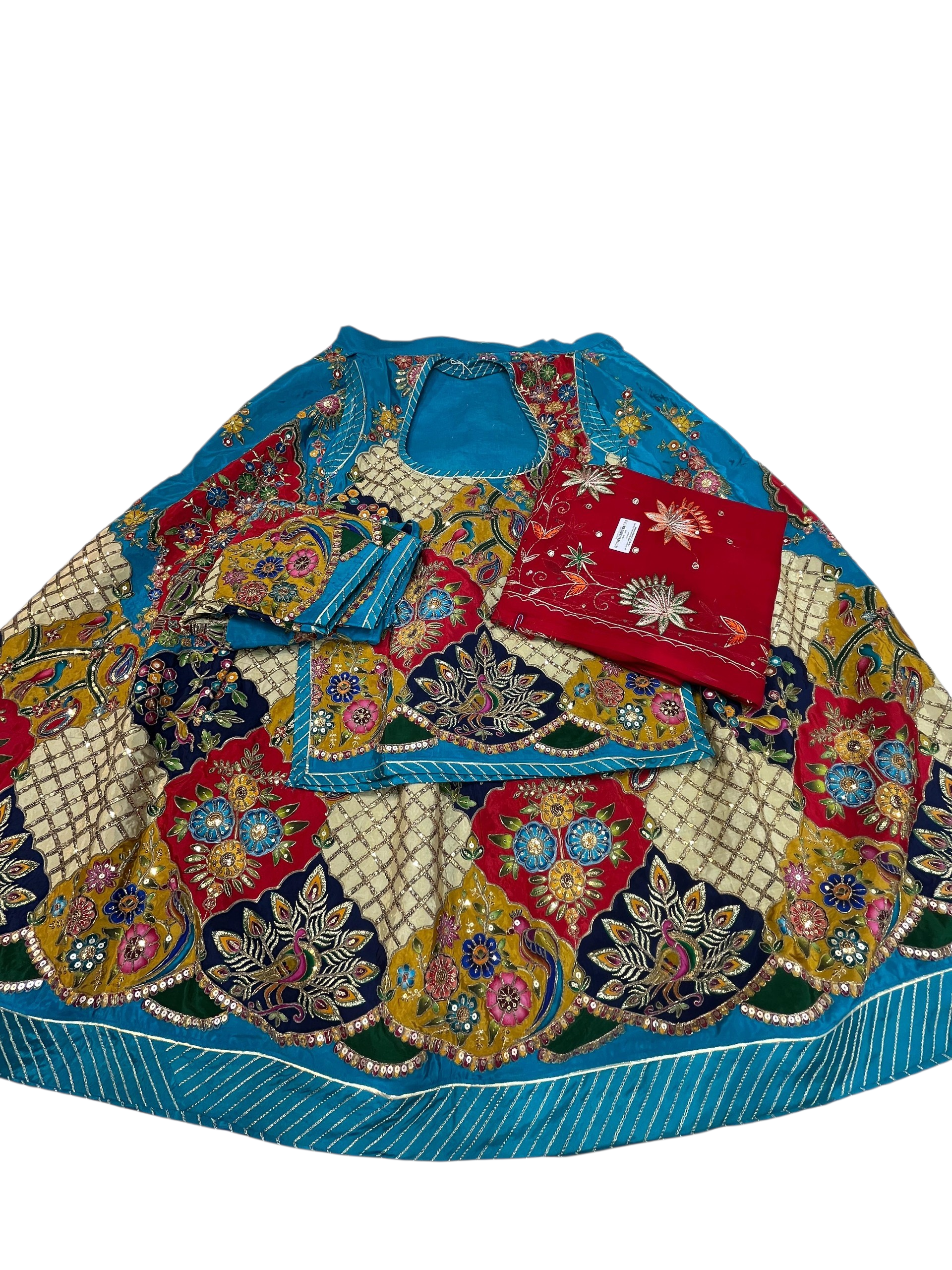 Pure Heavy Border Rajputi Fabric Set – Premium Multicolor Designer Traditional Wear Fabric