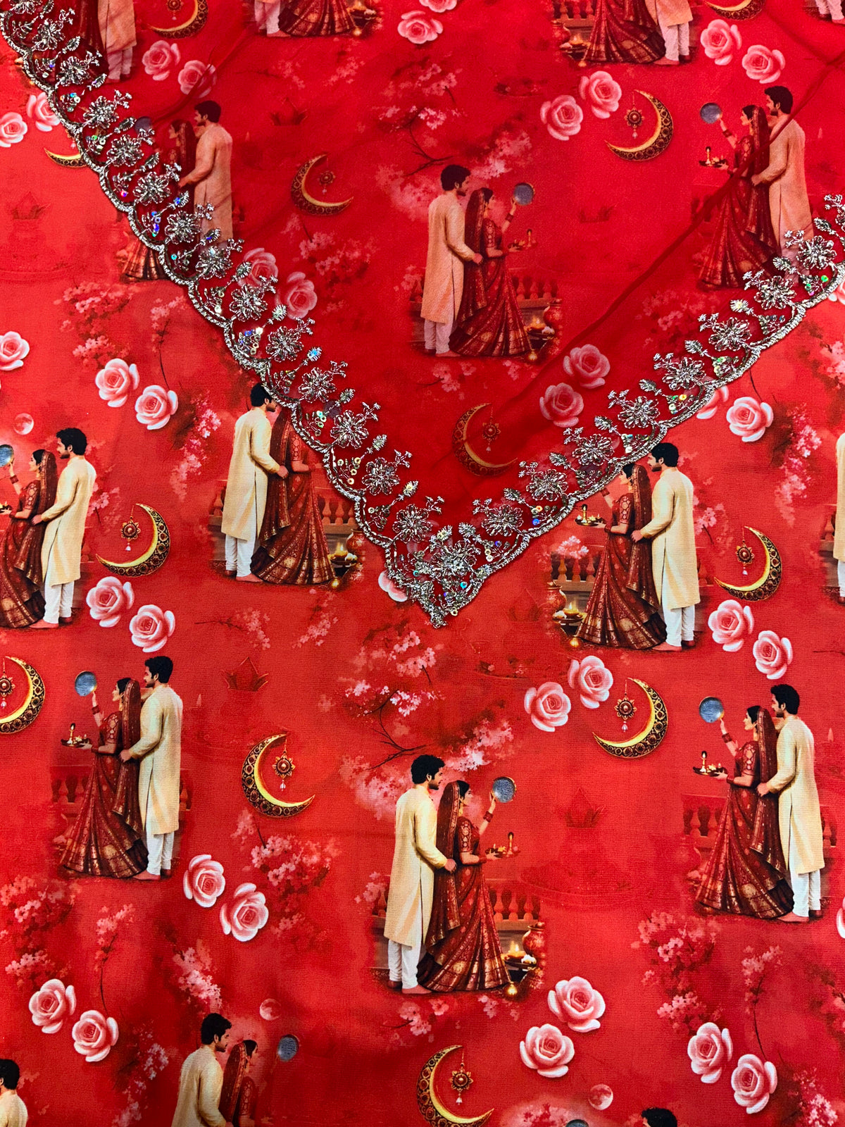 Rajputi Dress - Print Work With Karvachauth Desgin BSY Fabric - Red
