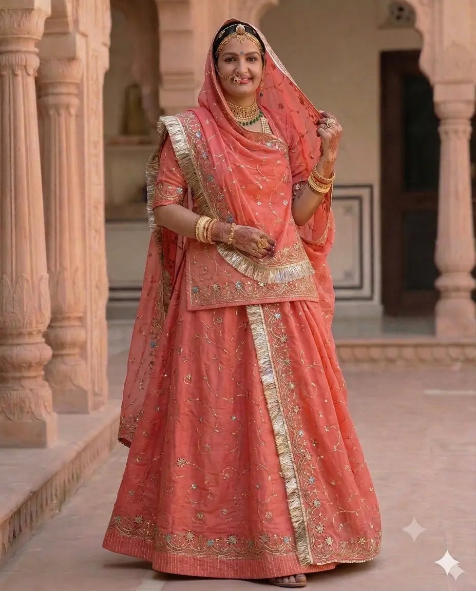 Rajputi Poshak - Cotton Suit With Humrahi Lehriya Odhni - Baby Pink With Same Colour Humrahi Odhni