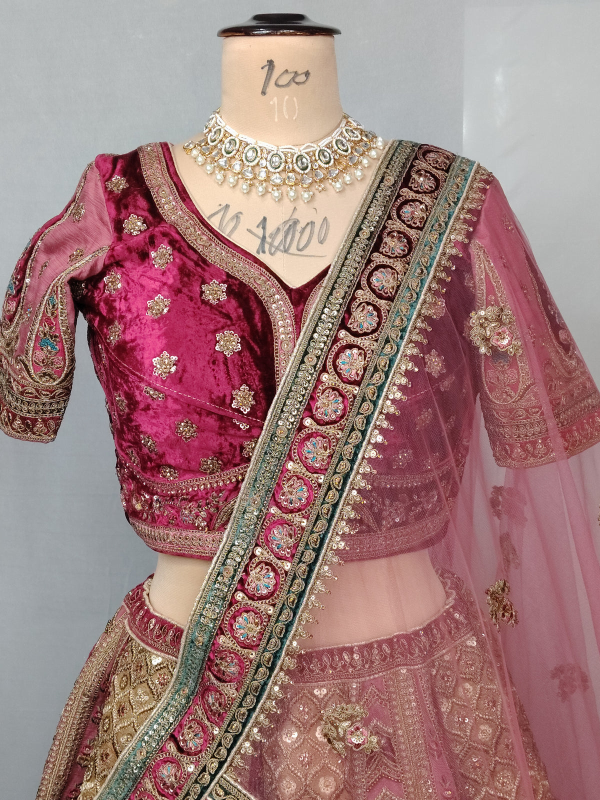 Rajwada Bridal Lehenga – Rani Sky Blue & Golden | Zari & Zircon Work