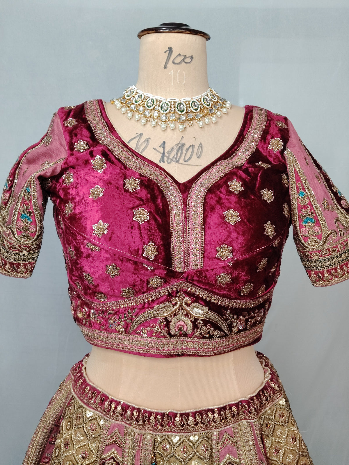 Rajwada Bridal Lehenga – Rani Sky Blue & Golden | Zari & Zircon Work