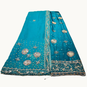 Rajputi Poshak – Zardozi Kundan Work Natural Crepe with Thakurji Odhni – Ganga Rajputi Poshak, Bikaner