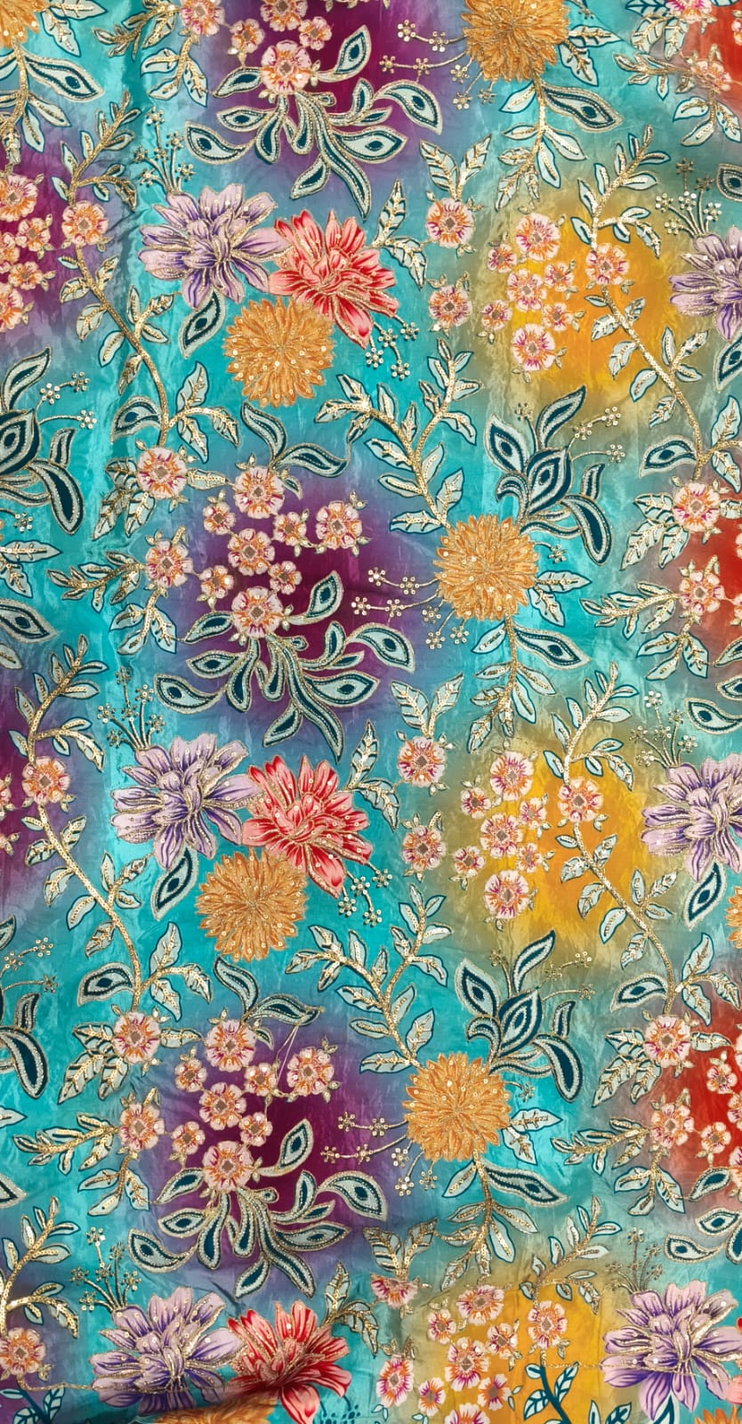 Colorful floral pattern on a fabric background