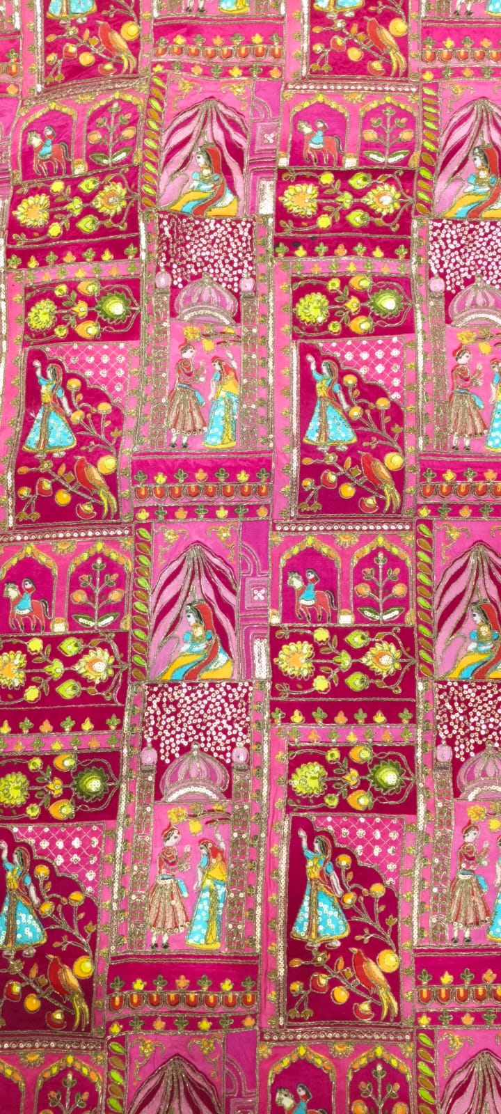 Raja Rani Pure Fabric – Traditional Royal Print Designer Fabric for Rajputi & Ethnic Wear