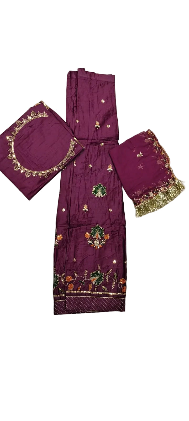 Rajputi Poshak - Small Butti Zardoji & Sequin Crepe - Wine