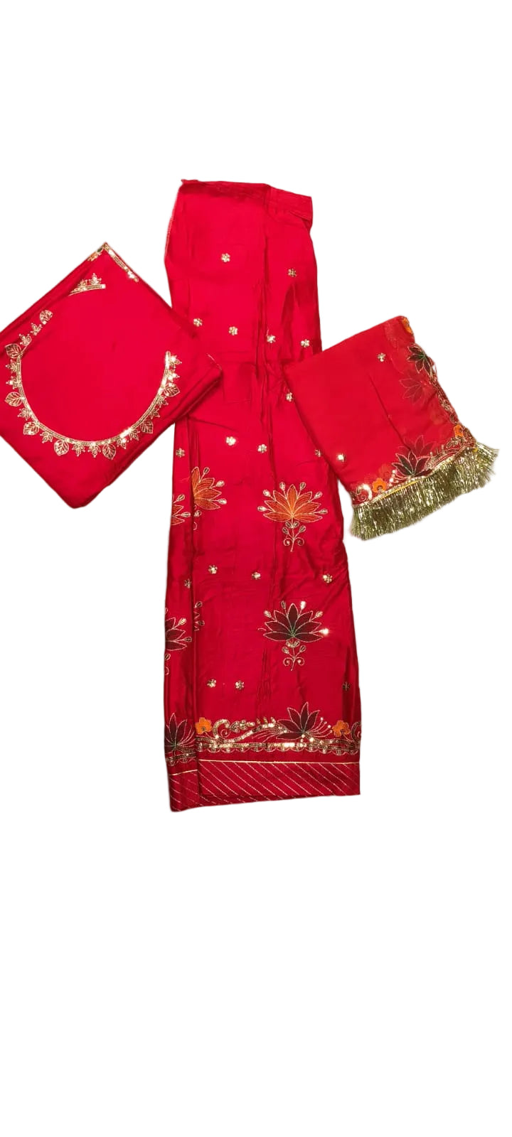 Red All Over Small Butti Rajputi Poshak in Crepe Fabric with Zardoji & Sequin Work | Traditional Rajputi Dress