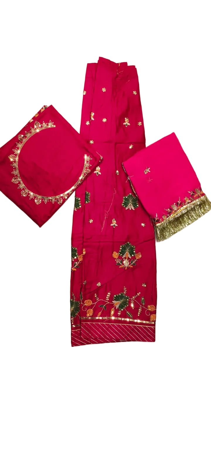 Rani Pink Rajputi Poshak with All Over Small Butti | Crepe Fabric | Zardoji & Sequin Work Traditional