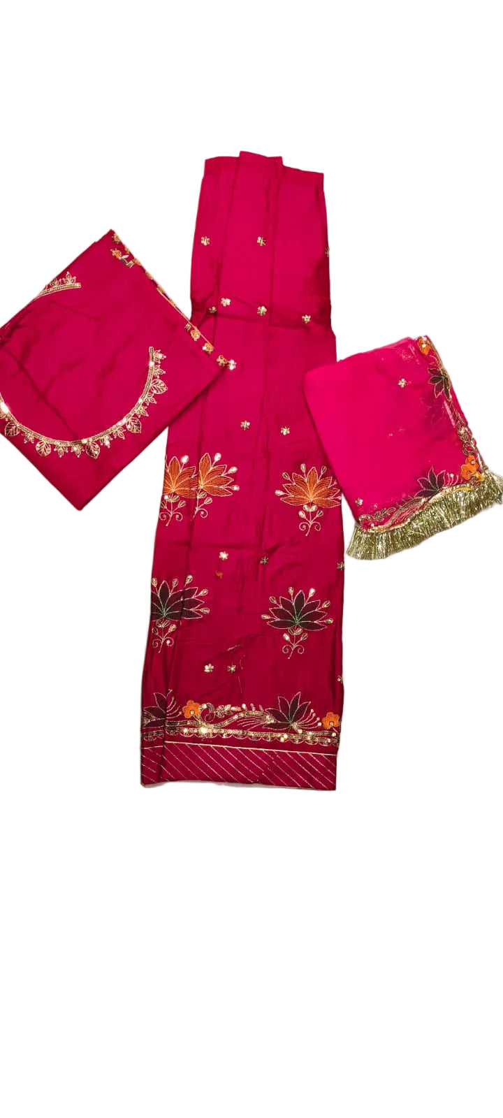 Rani Pink All Over Small Butti Rajputi Poshak in Crepe Fabric with Zardoji & Sequin Work
