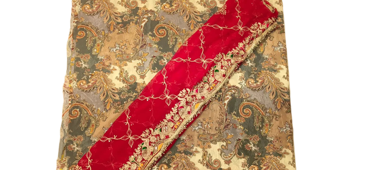 Premium Pure Fabric Saas Bahu Rajputi Poshak with Heavy Zari Work | Traditional Designer Dress Material