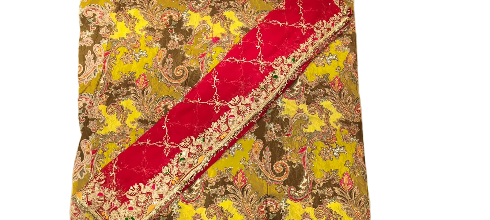 Yellow & Red Saas Bahu Rajputi Poshak Pure Fabric with Heavy Zari Work | Traditional Wedding & Festive Wear