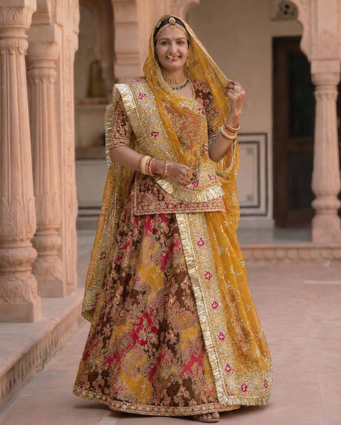 Premium Saas Bahu Rajputi Poshak Pure Fabric with Heavy Zari Work | Traditional Designer Wedding Wear