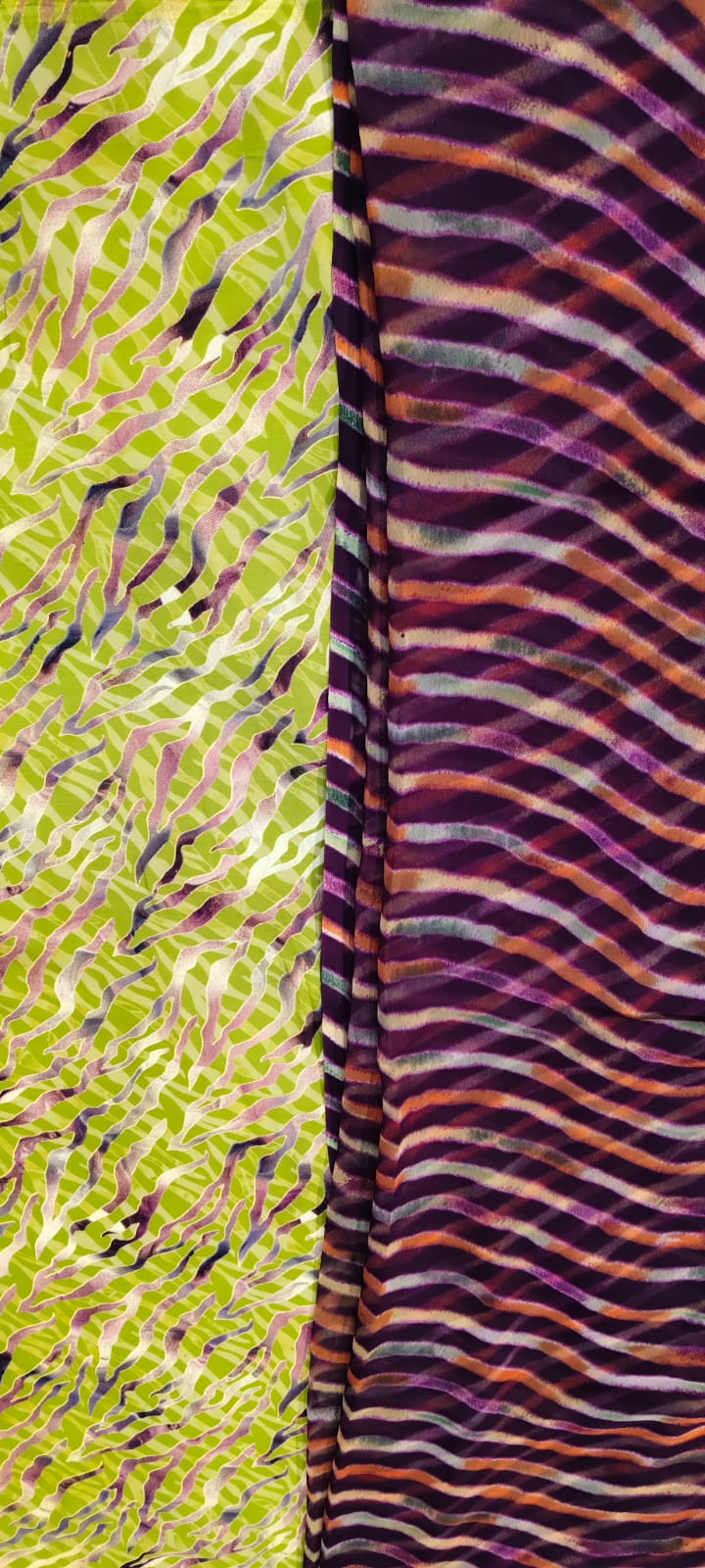Savan Leheriya Cotton Kapda with Leheriya Rajan Odhni | Traditional Rajputi Dress Material | Green & Purple
