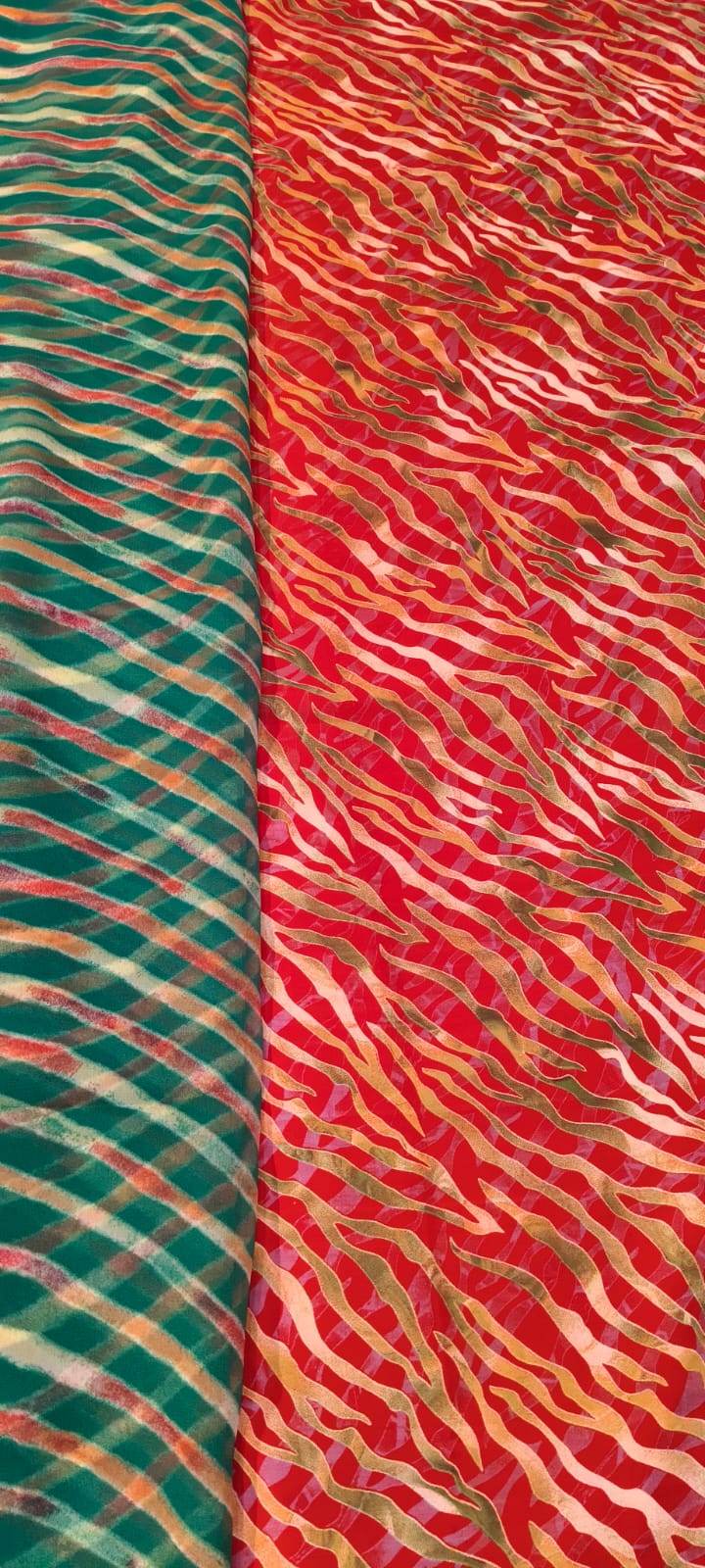 Savan Leheriya Cotton Kapda with Leheriya Rajan Odhni | Traditional Rajputi Dress Material | Green & Red