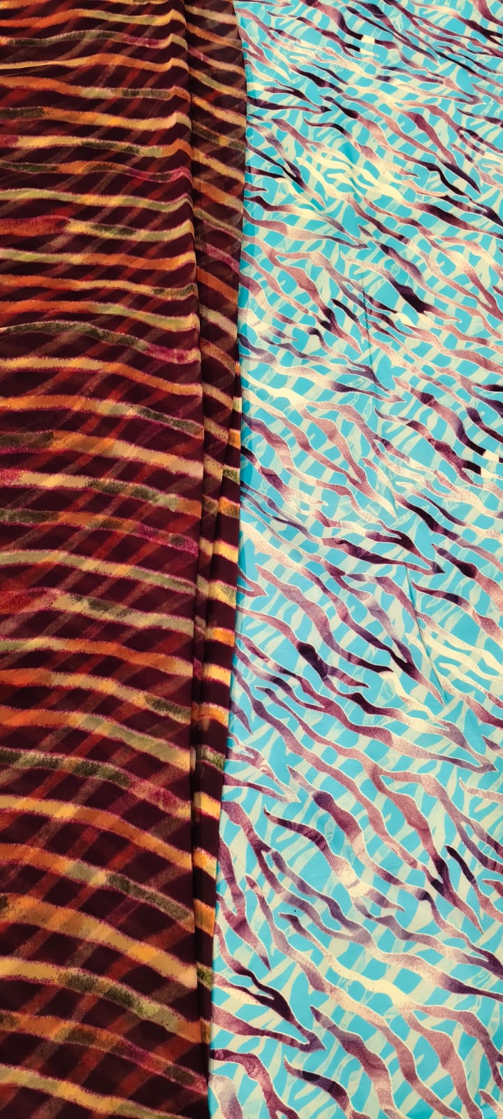 Savan Leheriya Cotton Kapda with Leheriya Rajan Odhni | Brown & Sky Blue Traditional Dress Material