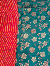 Classic Richa Silk Rajputi Suit with Kamal Pati Design & Rajan Lehriya Odhni | Teal Blue & Rani Pink | Traditional Ethnic Wear
