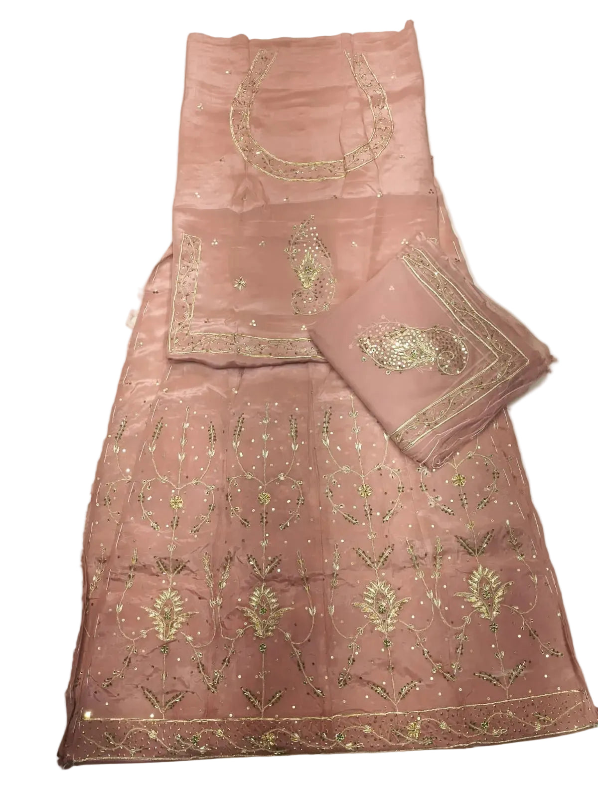 Rajputi Poshak – Khilta Phool Natural Crepe – Dusty Rose Pink with Thakhurji Odhni – Ganga Rajputi Poshak, Bikaner