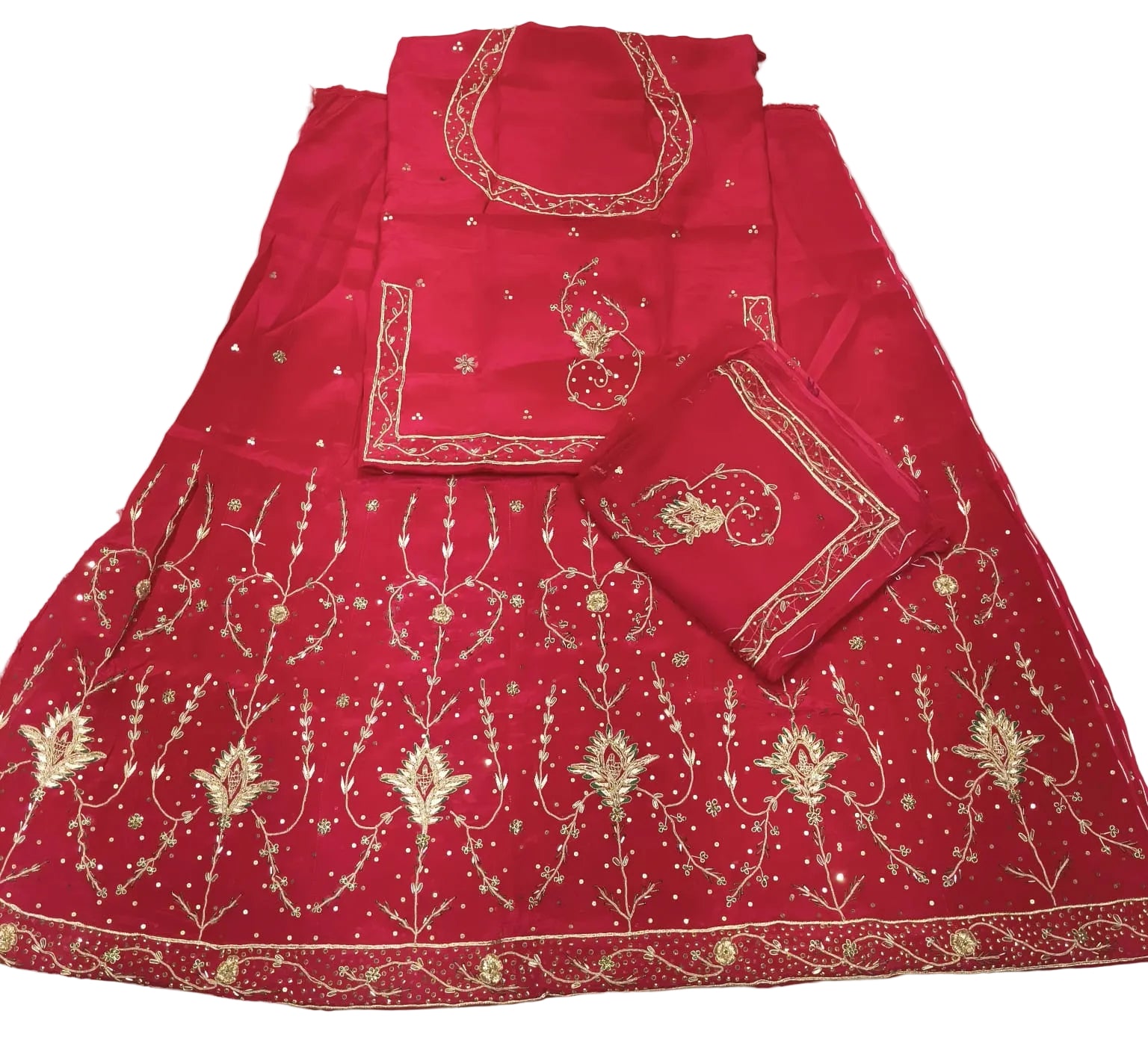 Rajputi Poshak – Khilta Phool Natural Crepe – Rani Pink with Thakhurji Odhni – Ganga Rajputi Poshak, Bikaner