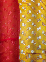 Rajputi Poshak – Rose Floral Richa Silk – Yellow & Red with Mukesh Taari Odhni – Ganga Rajputi Poshak, Bikaner