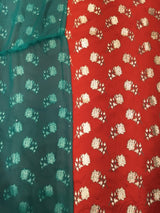Rajputi Poshak – Rose Floral Richa Silk – Red with Green Mukesh Taari Odhni – Ganga Rajputi Poshak, Bikaner